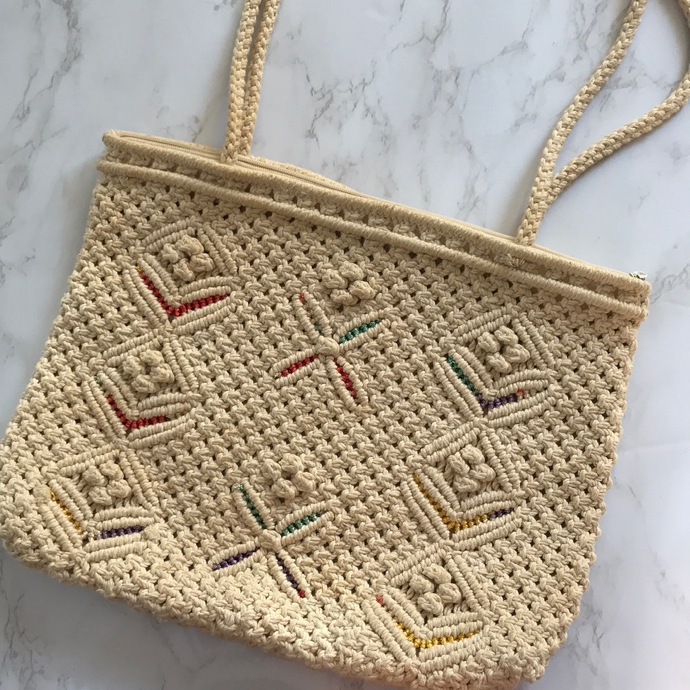 Handmade Knitted Purse for Summer cream